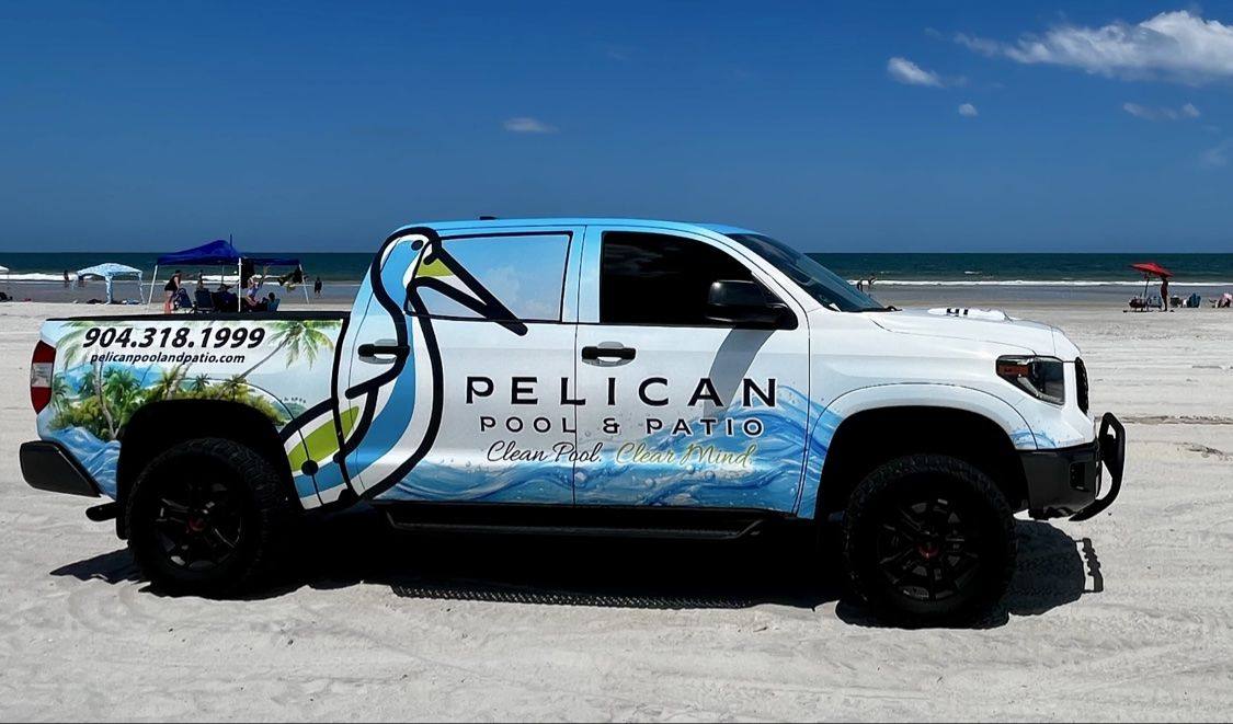 Pelican Pool and Patio local pool service truck in Northeast Florida