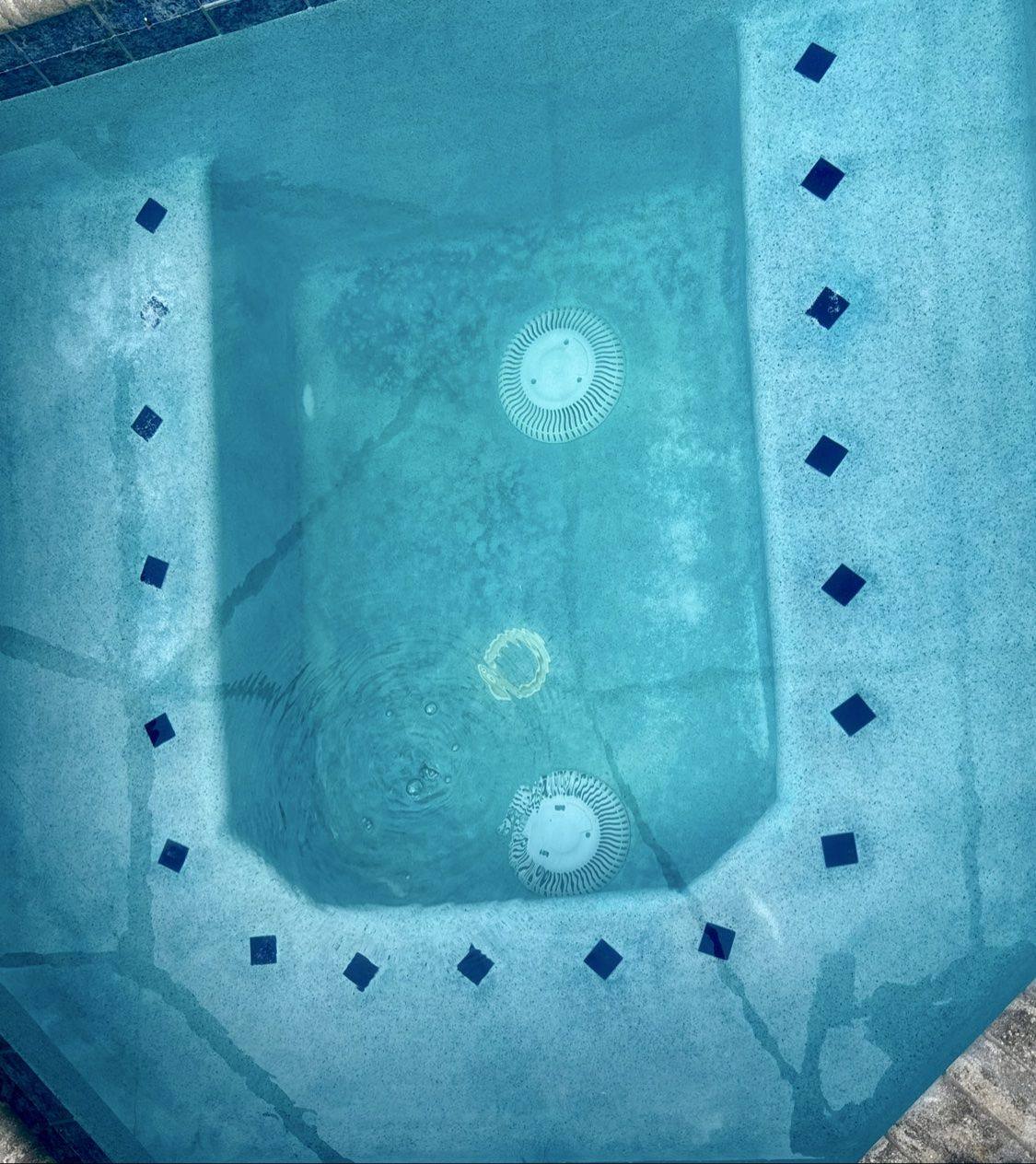 Pool spa with algae before treatment
